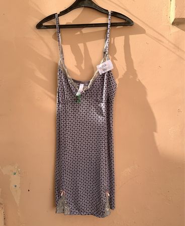 Grey Geometric Print Slip Dress