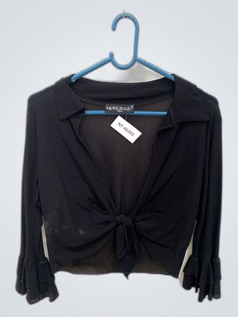 Black Long Sleeve Top with Ruffled Cuffs