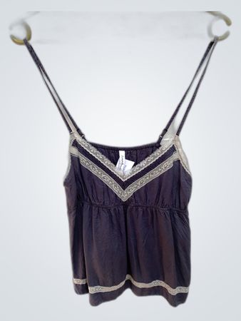 Gray Lace-Trimmed Top