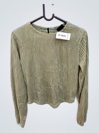 Olive Green Ribbed Long-Sleeve Top