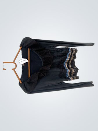 Black Off-The-Shoulder Top with Lace Trim
