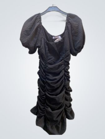 My Chic Black Puffed Sleeve Mini Dress
