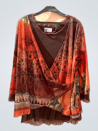 Fashion+ Printed Sheer Blouse
