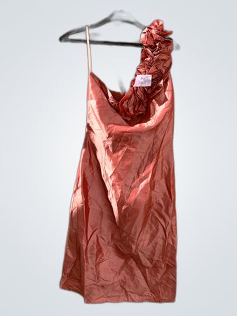 EMOMO One-Shoulder Ruffle Satin Mini Dress