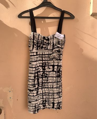 Unbranded Black and White Checkered Tube Mini Dress