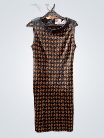 Linea Houndstooth Sleeveless Midi Dress