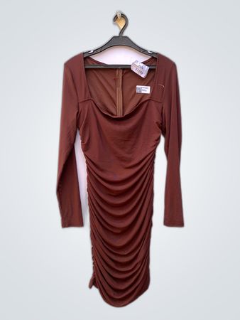 Brown Ruched Dress