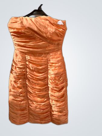 H&M Orange Strapless Pleated Mini Dress