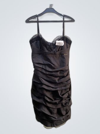 Rinascente Black Lace Trim Mini Dress