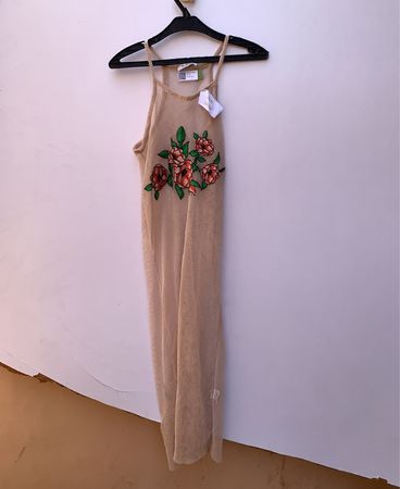 Zara Embroidered Mesh Slip Dress