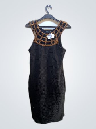 Glamour Babe Black Beaded Neckline Mini Dress
