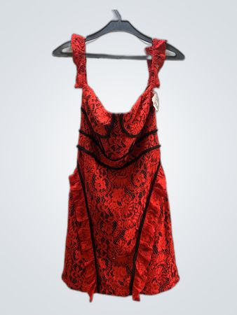 Red Lace Mini Party Dress