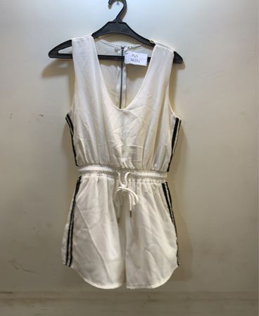 White Striped Sleeveless Romper