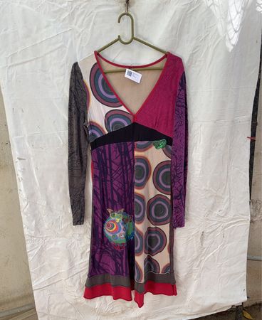 Unbranded Multi-Color Abstract Printed Long Sleeve Dress