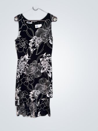 Chico's Black Floral Print Sleeveless Dress