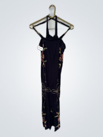Unbranded Black Embroidered Slip Dress