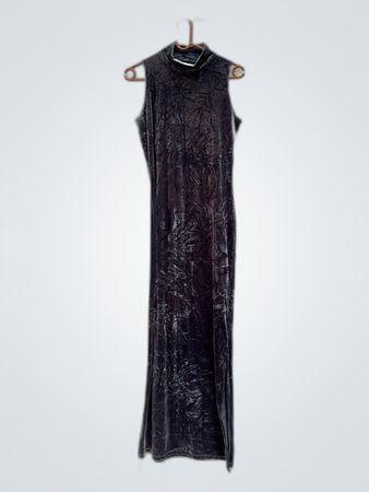 Unbranded Black Velvet Sleeveless Mock Neck Maxi Dress