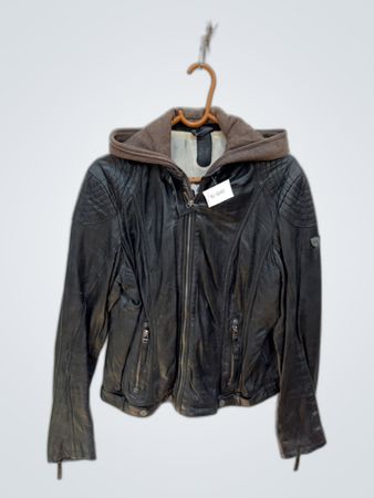 Black Leather Hooded Jacket