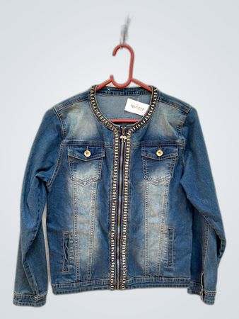 Denim Jacket with Beaded Trim