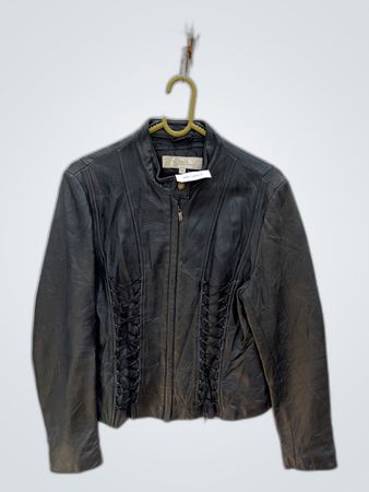 Pella Black Leather Lace-Up Jacket