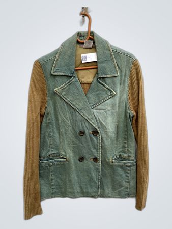 Unbranded Denim Jacket with Knit Sleeves