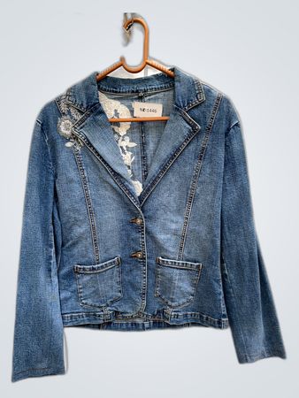 Denim Jacket with Floral Embroidery