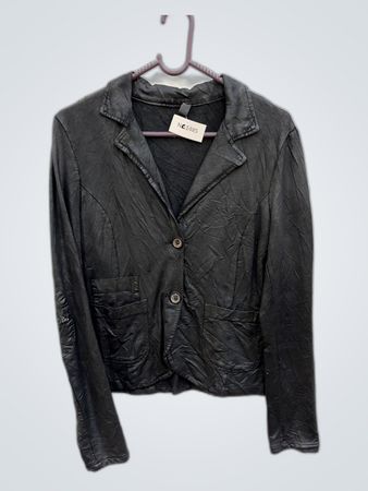 Unbranded Black Leather Blazer Jacket