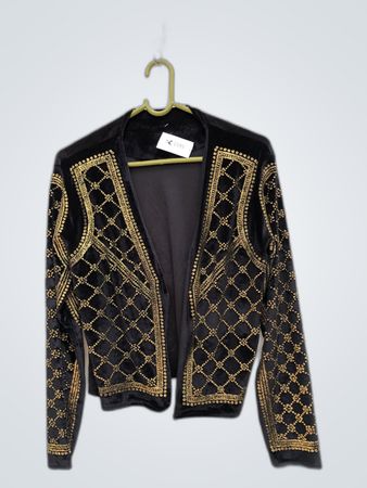 Unbranded Black Embroidered Velvet Blazer