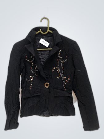 Unbranded Black Embroidered Blazer Jacket