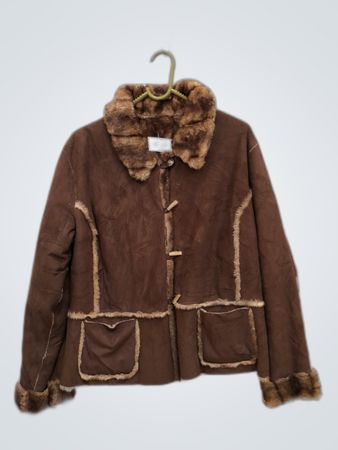 Brown Suede Fur Trim Jacket