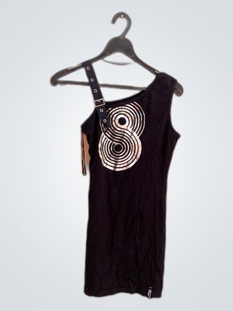Unbranded Black One-Shoulder Metallic Tank Top