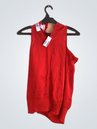Posh Red Ruffled Tank Top