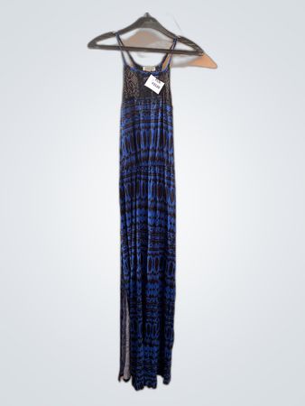 L8ster Blue Ikat Print Maxi Dress