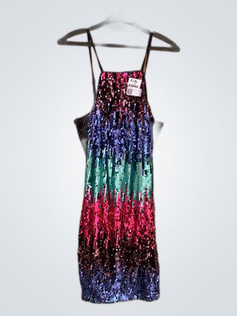 Multicolored Sequined Mini Party Dress