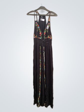 Forever 21 Embroidered Black Maxi Dress