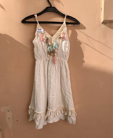 Unbranded White Fringe Mini Dress
