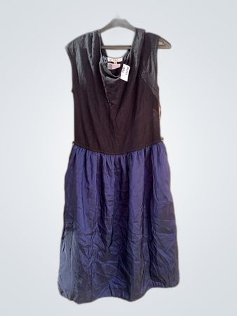 Heidi Weisel Black and Navy Sleeveless Wrap Dress