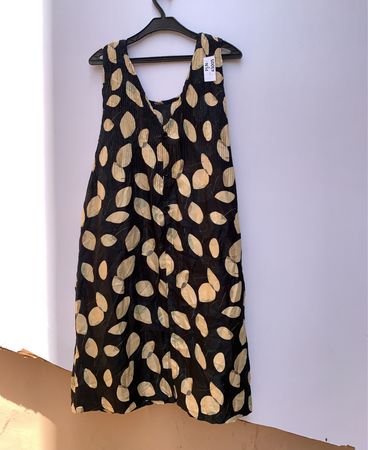 Black Leaf Print Pleated Mini Dress