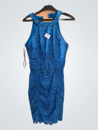 Adelyn Rae Blue Lace Mini Dress