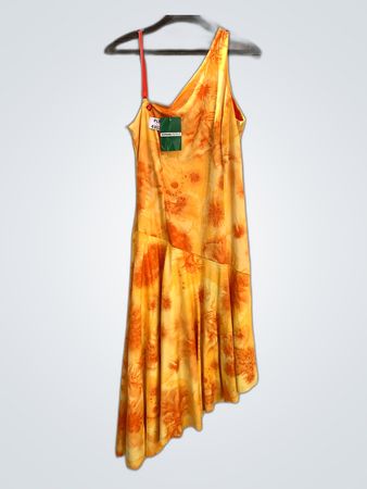 Humana People Yellow Tie-Dye One-Shoulder Mini Dress
