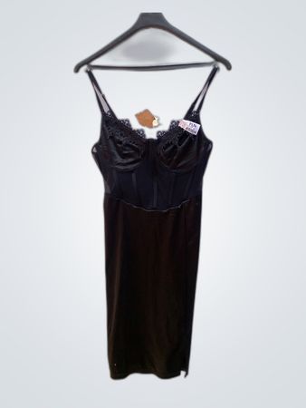 Black Lace Trim Slip Dress