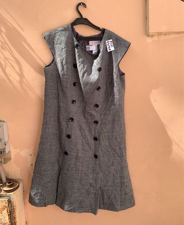 Sag Harbor Grey Sleeveless Button-Front Dress