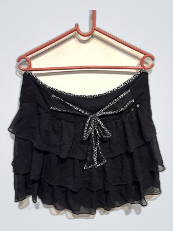 Black Ruffled Mini Skirt