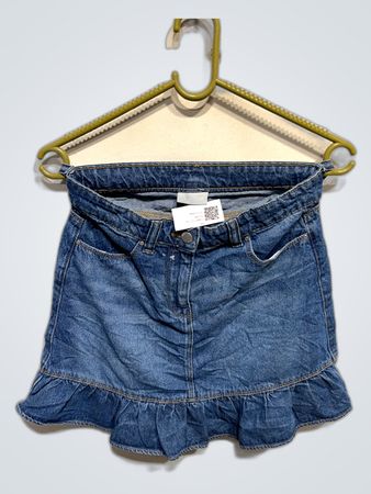 Zara Denim Ruffle Mini Skirt