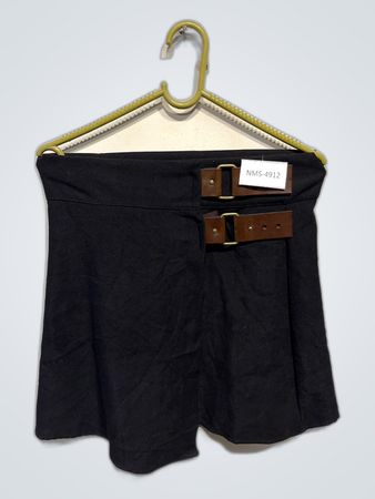 Unbranded Black Mini Skirt with Leather Belt Details
