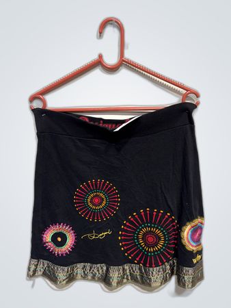 Desigual Embroidered Black Mini Skirt