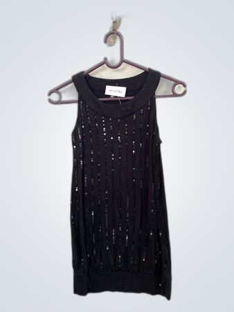 Black Sequined Sleeveless Tank Top