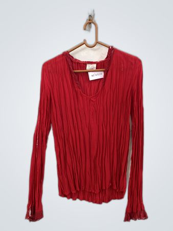 LA City Red Ruffle Blouse