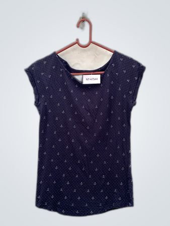 Navy Blue Anchor Pattern T-Shirt