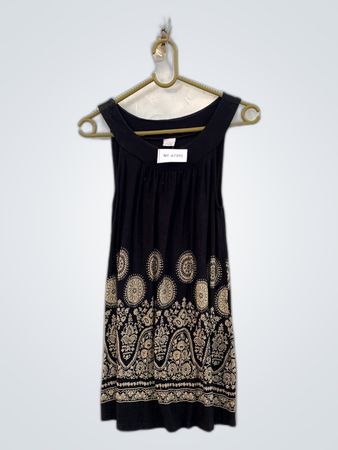 Camafleur Black Gold Embroidered Sleeveless Dress